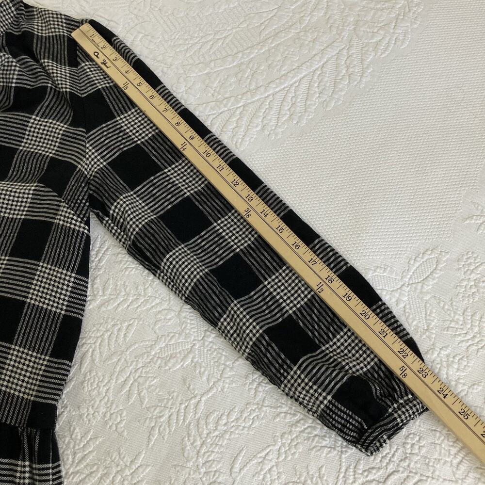 NWT LOFT Women's Plaid Puff Sleeve Swing Dress Drop waist Black Size 14 - Picture 7 of 13
